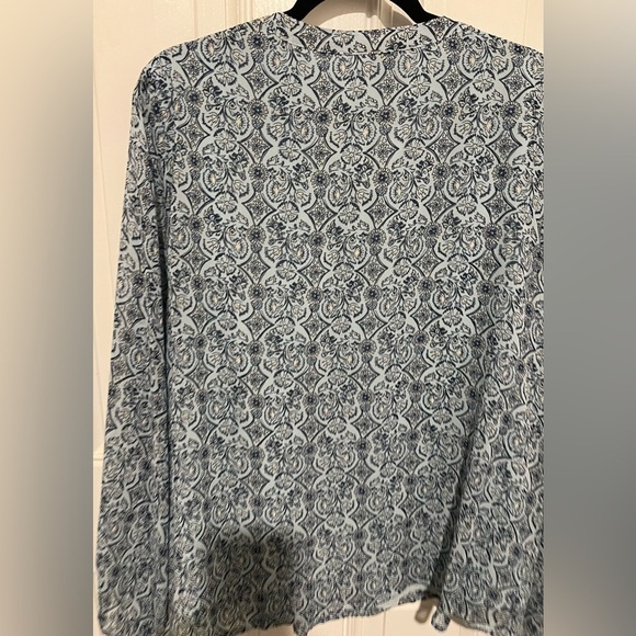 New! Wonderly  Blue & Black Floral Damask Blouse Peasant Boho size 3X NWT! - Picture 15 of 16